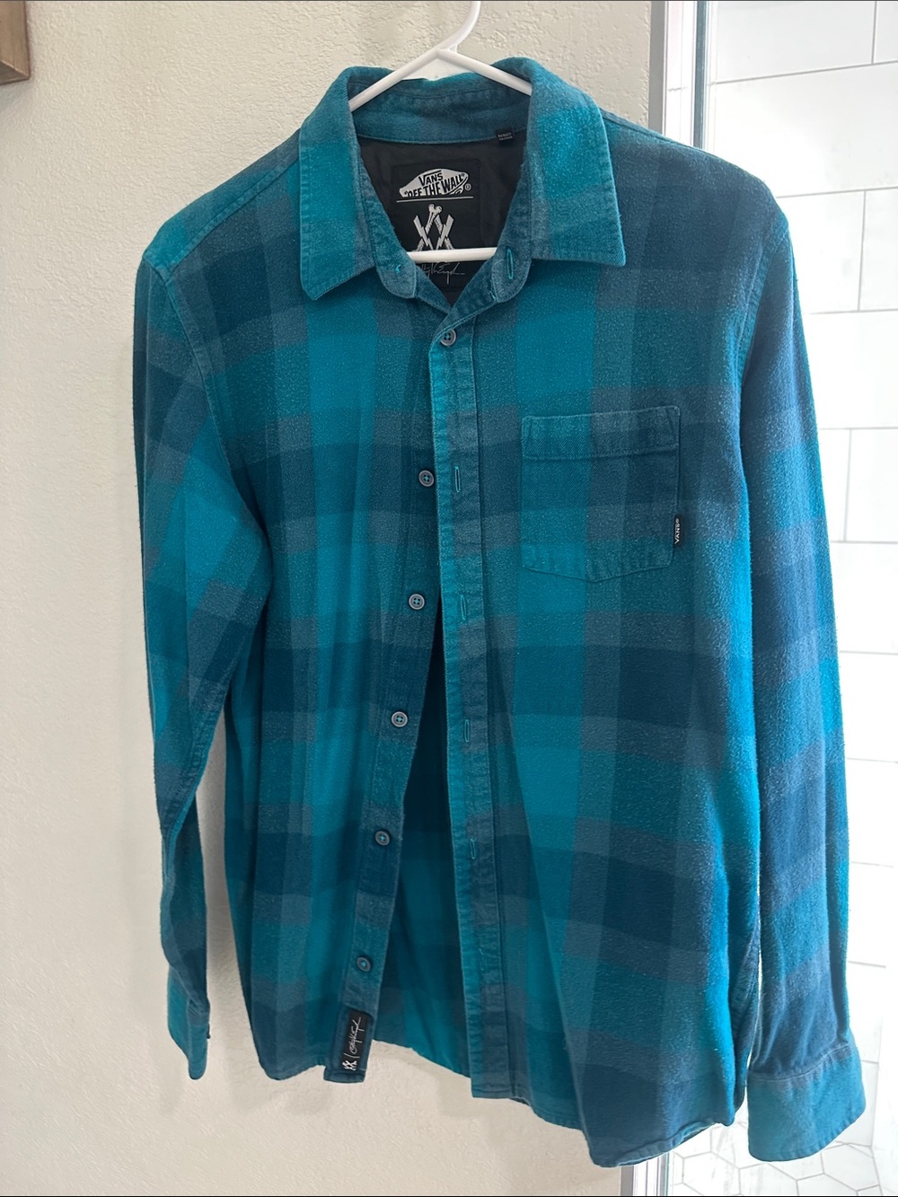 Vans Teal and Dark Teal Plaid Button-Down Shirt